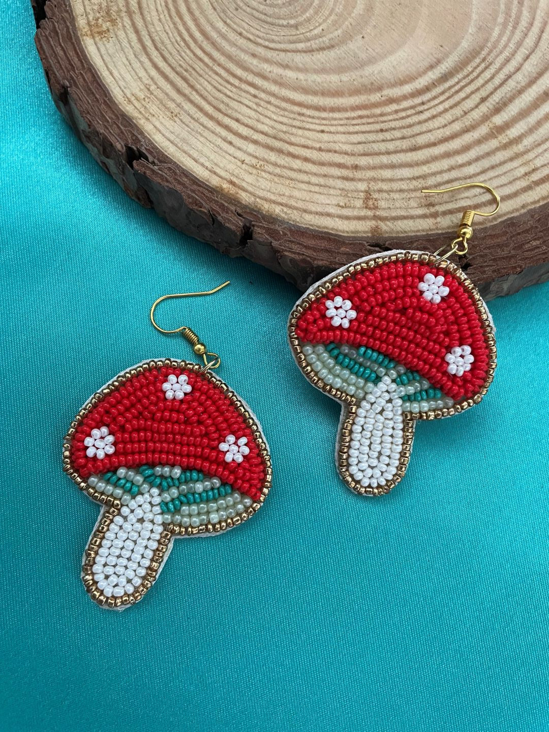 image for Mushroom  Beaded Earrings