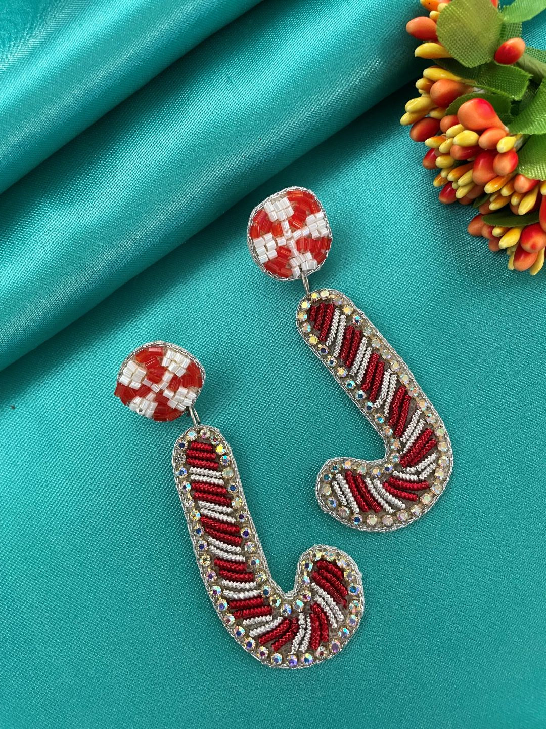 image for Christmas CandyCane Beaded Earrings