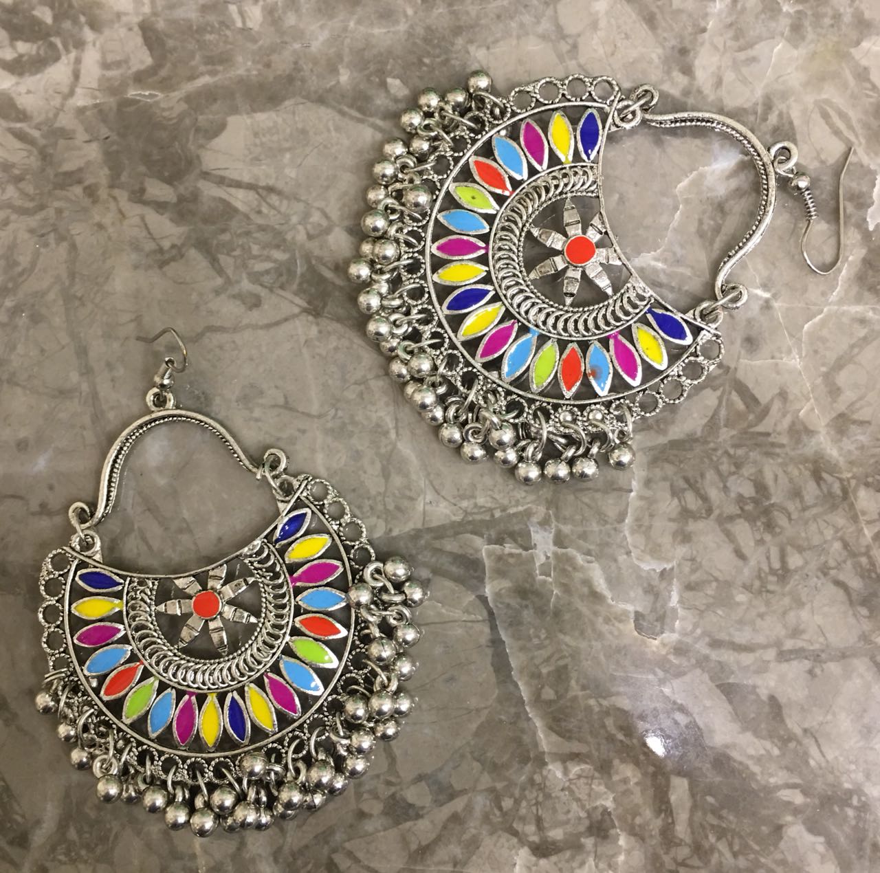 image for Beautiful Silver Plated Jingling Chand bali Earring for Women and Girl