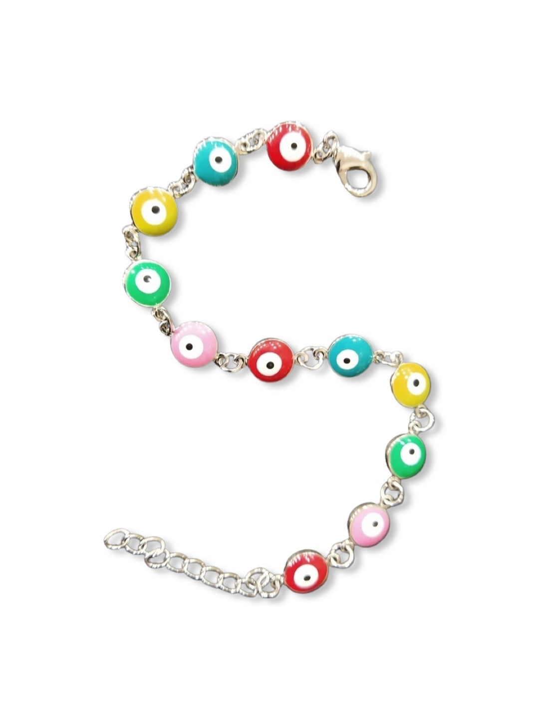 image for Fancy Evil Eye Design Multicoloured Silver Plated Adjustable Wrist Bracelet