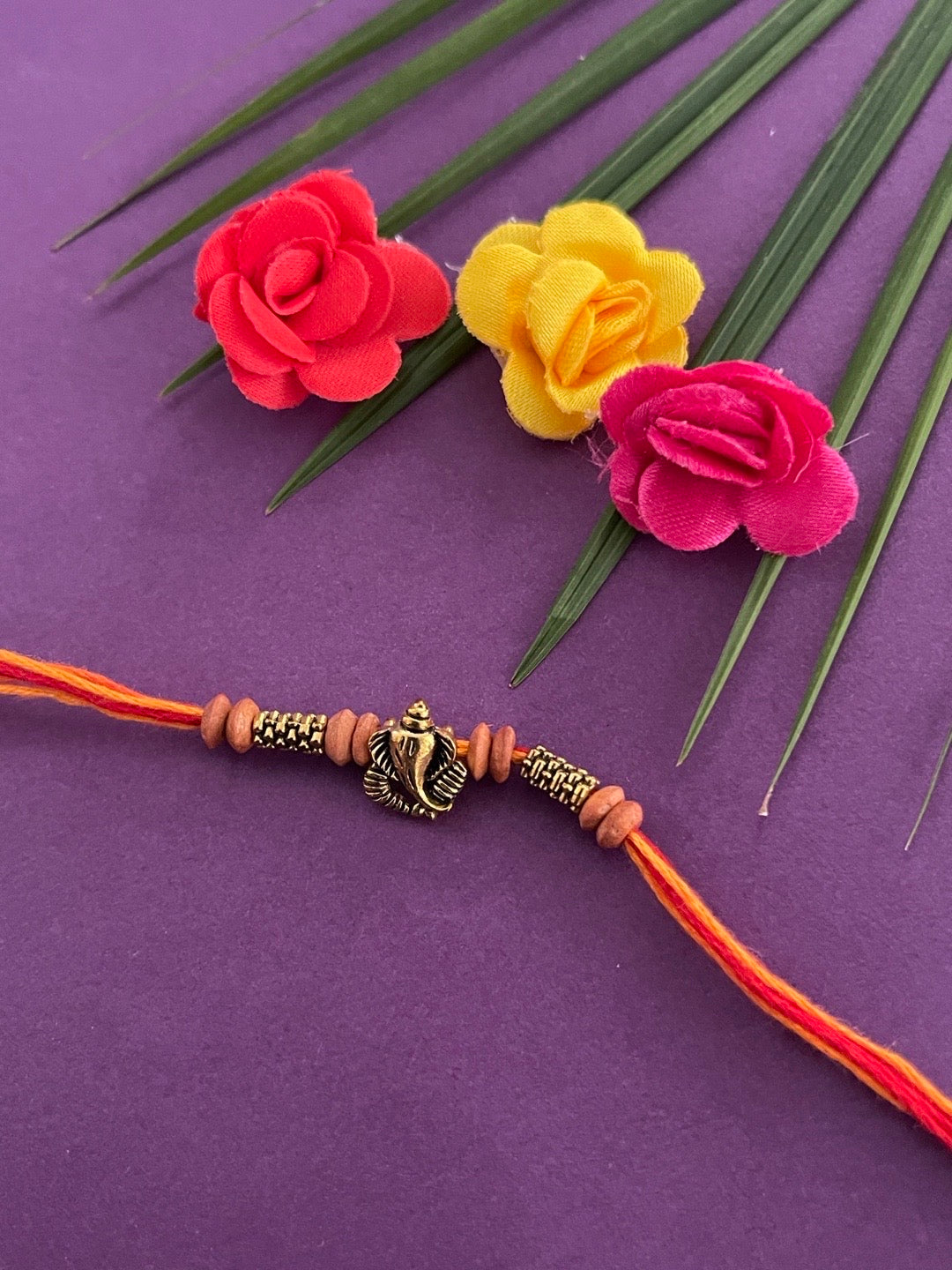 image for Latest Unique Rakhi Lord Ganesha Designs With Beads Mauli Rakhi Thread For Raksha Bandhan