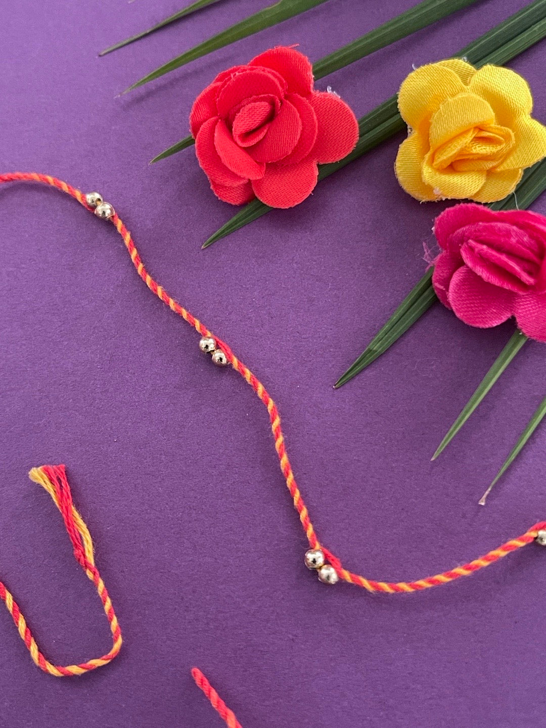 image for Traditional Simple Rakhi With Golden Beads & Pooja Mauli Thread Rakhi For Raksha Bandhan