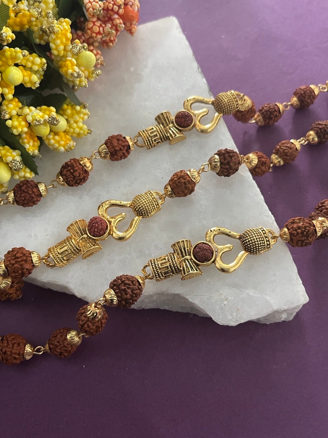 image for (Combo of 3) Unique Gold Plated Rudraksha Bracelets With Trishul