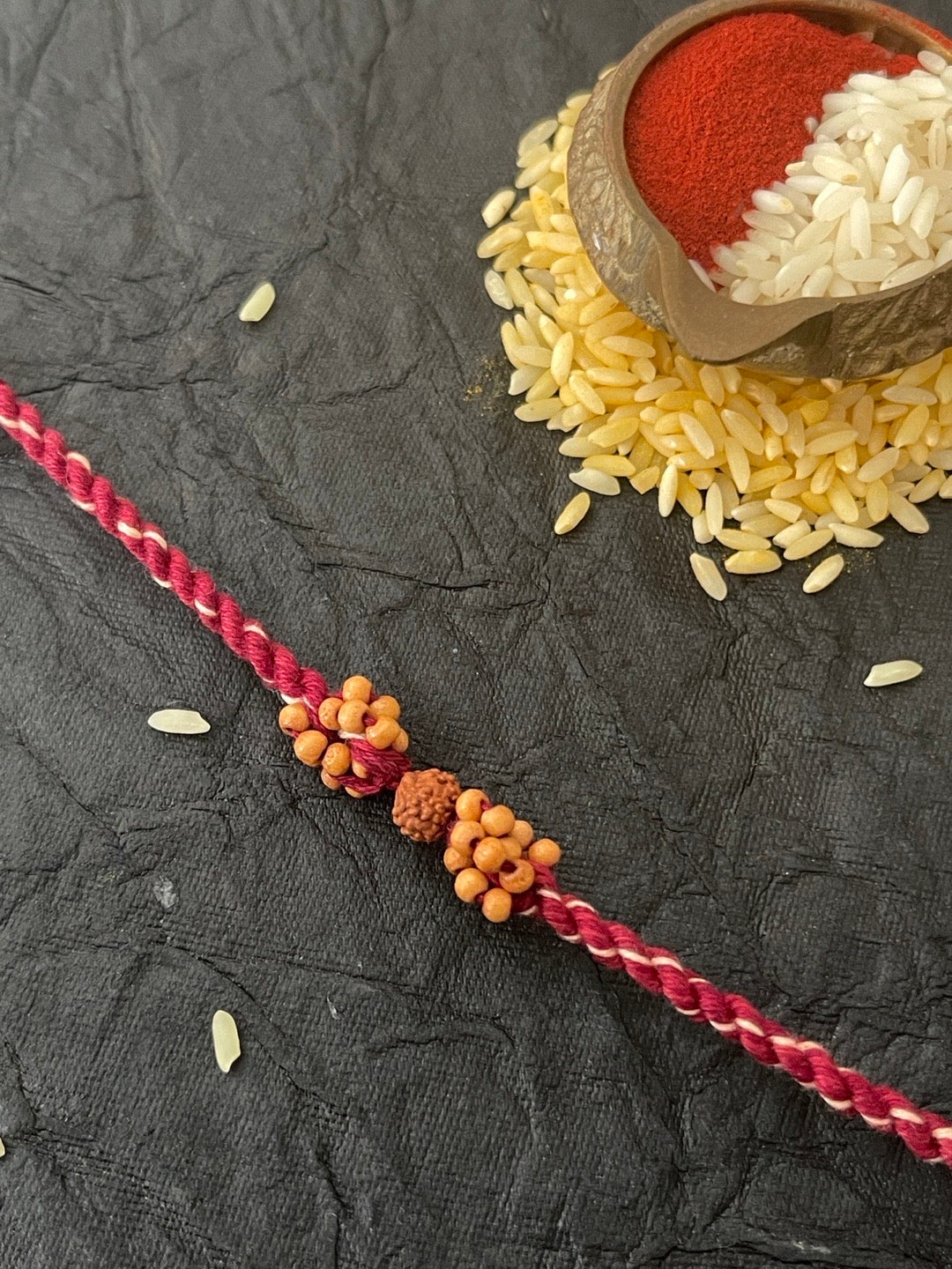 image for Simple Rudraksha Rakhi With Beads Multicolor Thread Rakhi For Raksha Bandhan