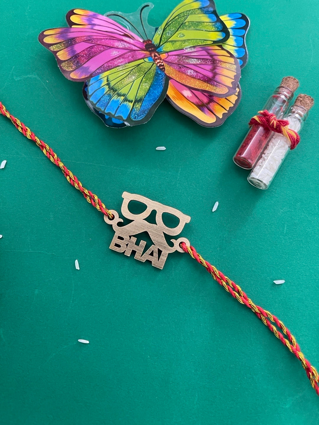 image for Designer MDF Sunglasses & Moustache Wala Bhai Wooden Rakhi Thread For Brothers