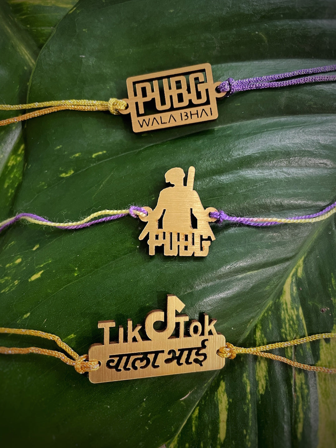 image for (COMBO of 3) Fancy Rakhi Designs With Slogan PUBG/Tik Tok Wala Bhai Multicolour Mauli  Raksha Bandhan