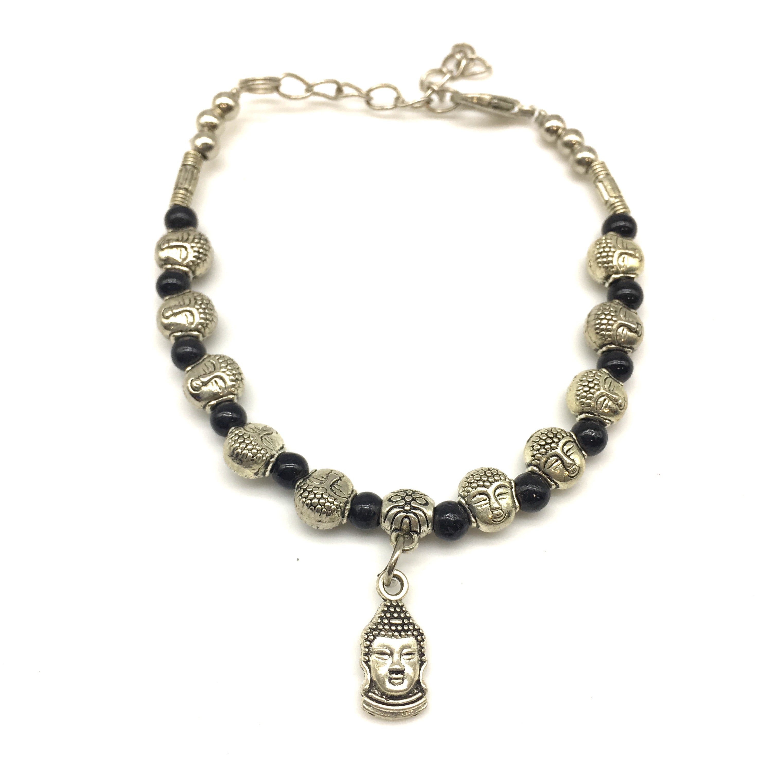 image for Black Beads and Buddha Charm Bracelet