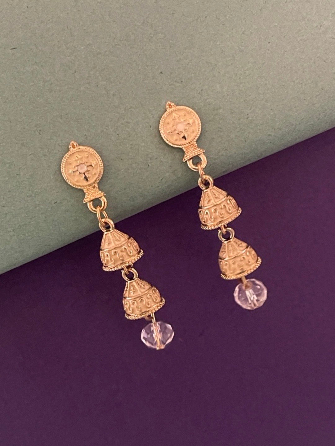 image for Traditional Light Weight Enamel Work With Gold-Plated Double Jhumki Earring