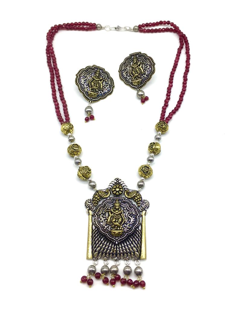 image for krishna ji Pendant Red Beads Necklace Earring Set