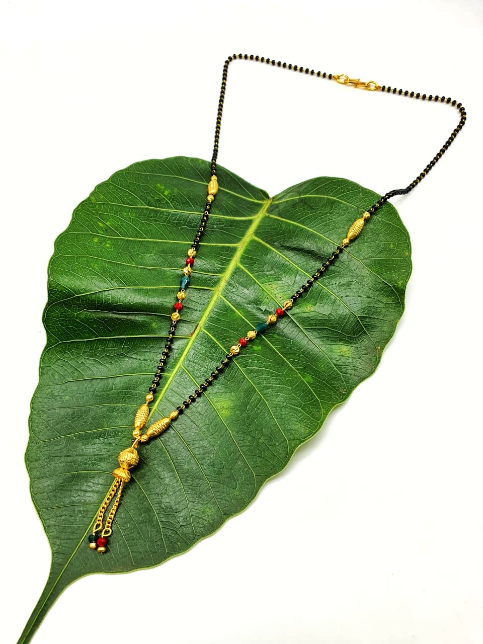 image for Short Mangalsutra Designs Gold Plated Latest Multicolor Beads Single Layer Mangalsutra