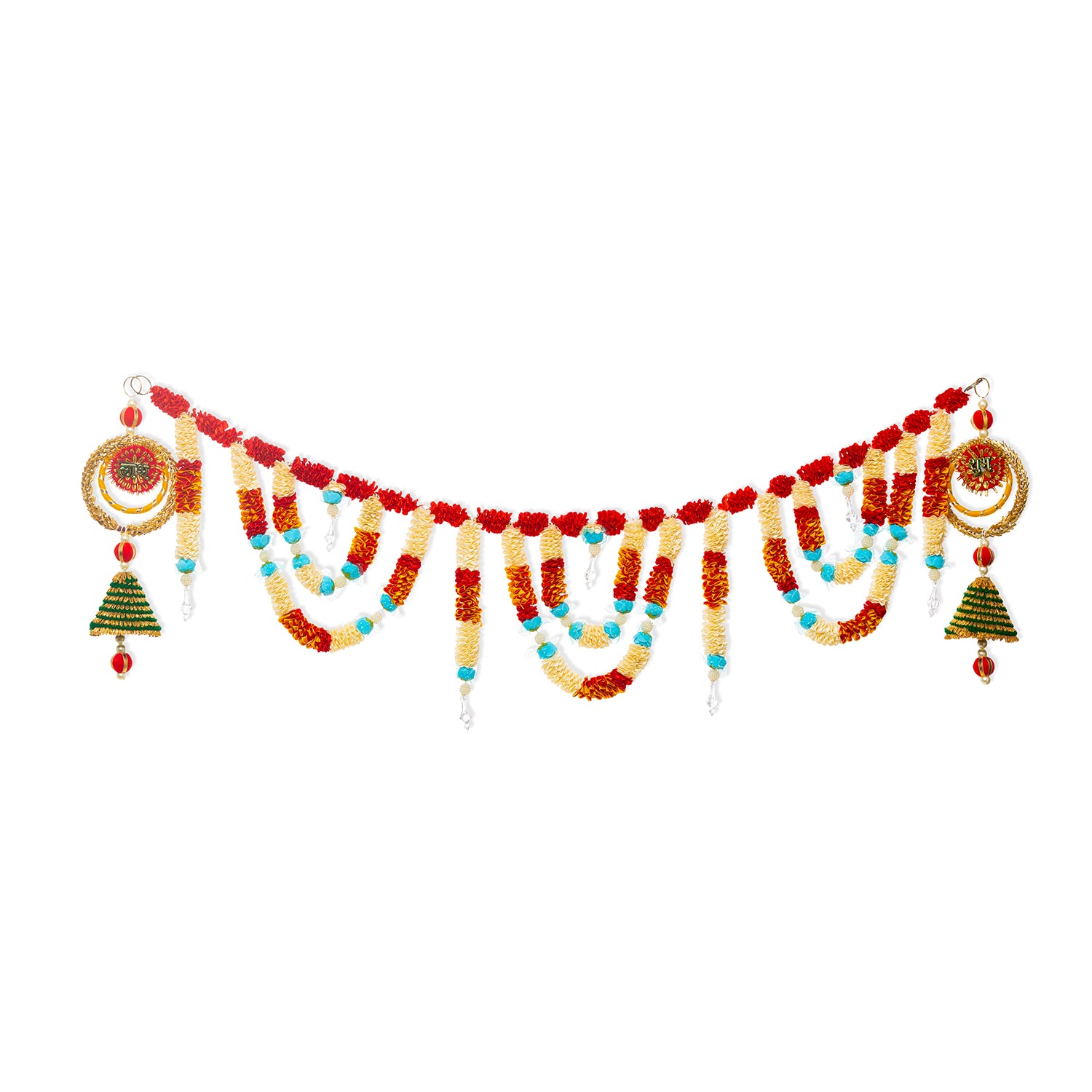 image for Toran For Door Hangings Diwali Decoration Artificial Flower Garlands (Blue) Shubh Labh Latkans