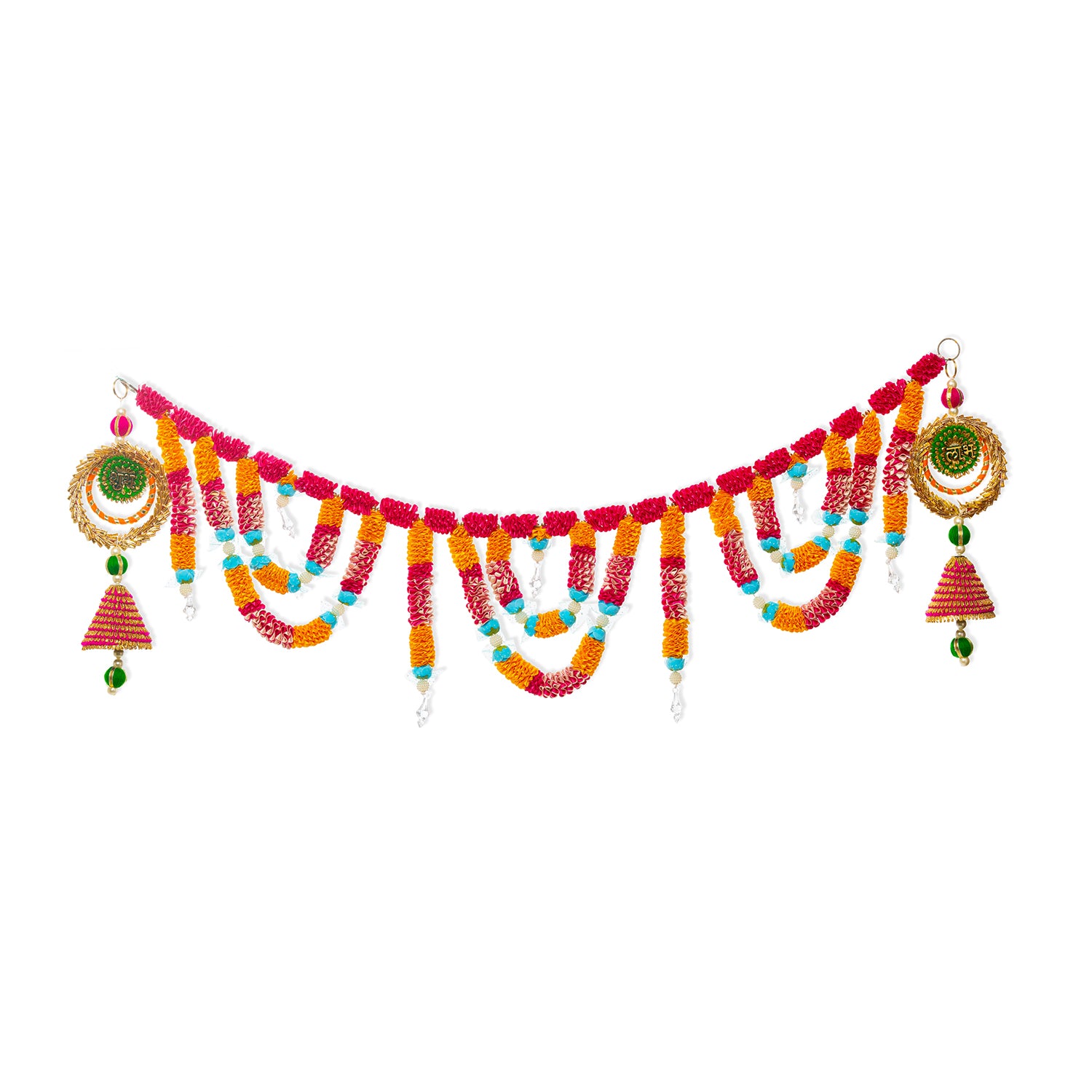 image for Toran For Door Hangings Diwali Decoration Artificial Flower Garlands (Pink) Shubh Labh Latkans