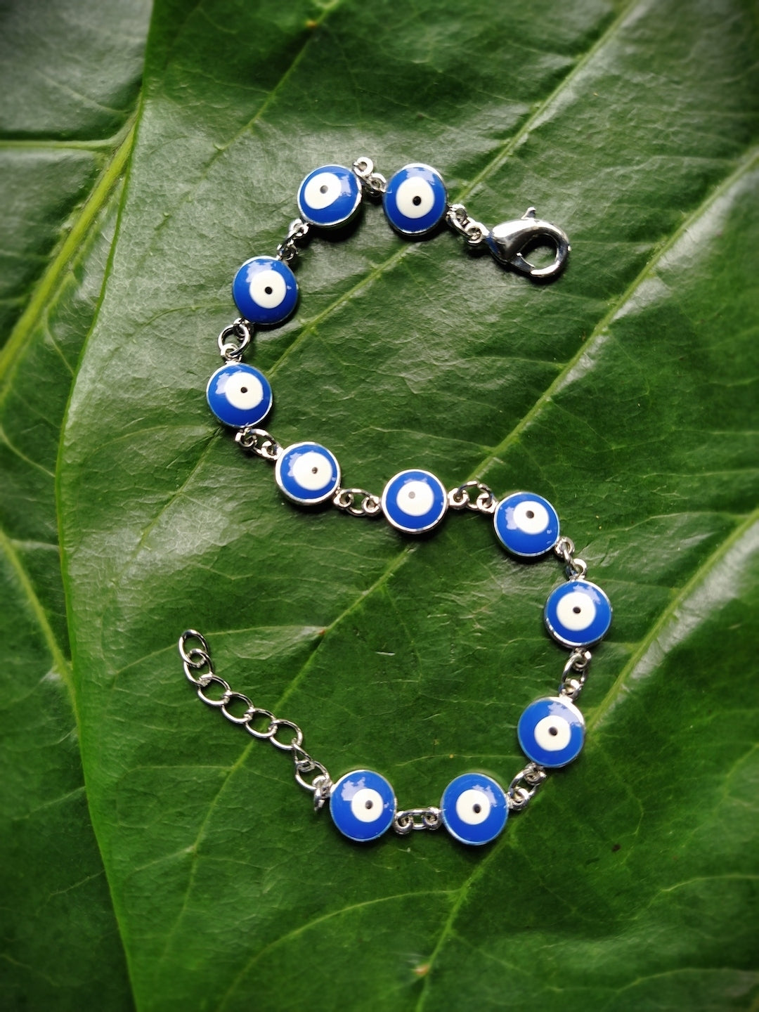 image for Latest Blue Evil Eye Design Silver Plated Adjustable Wrist Bracelet