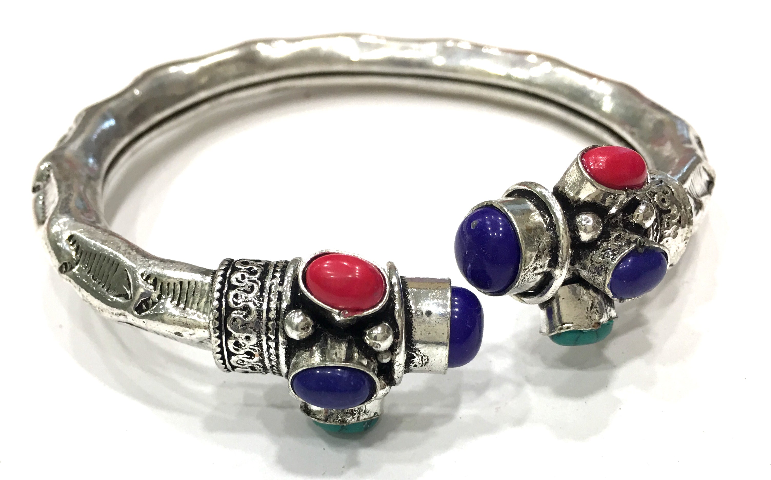 image for Traditional Silver Bracelet with Semi Precious Stones