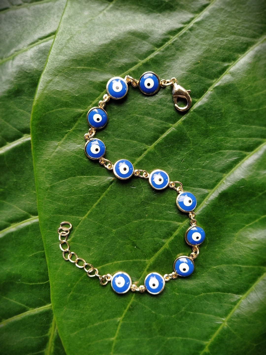 image for Latest Blue Evil Eye Design Gold Plated Adjustable Wrist Bracelet