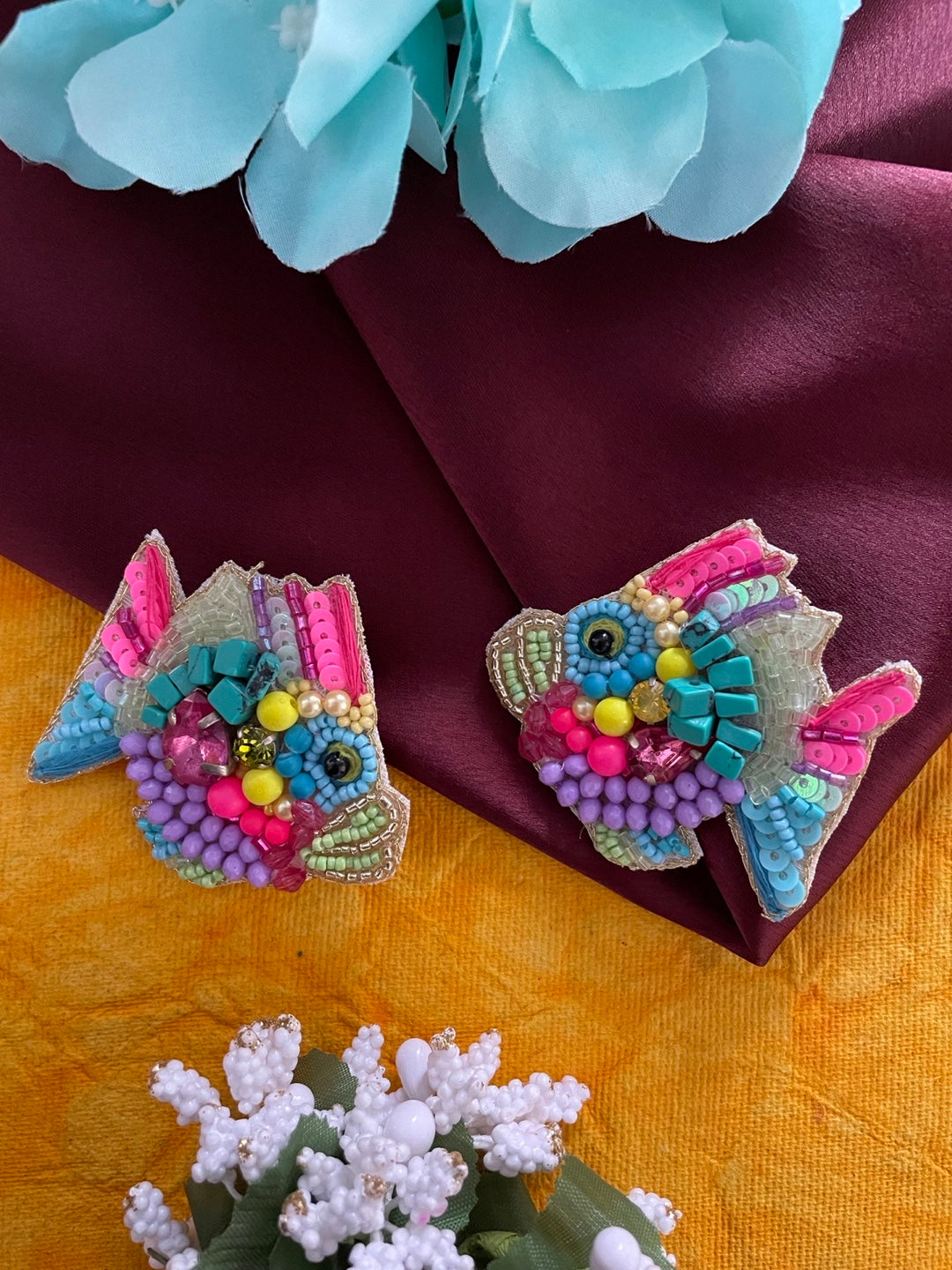 image for Colourful Beaded Fish Stud Earring Designs
