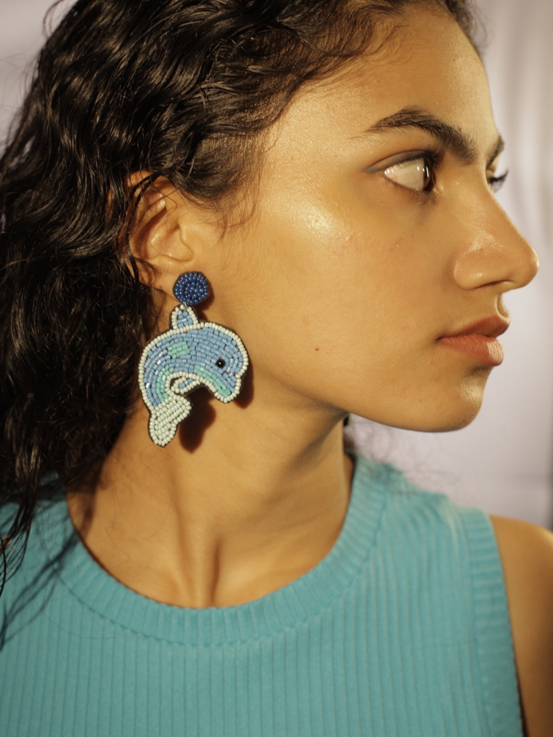 image for Colourful Beaded Dolphin Earrings