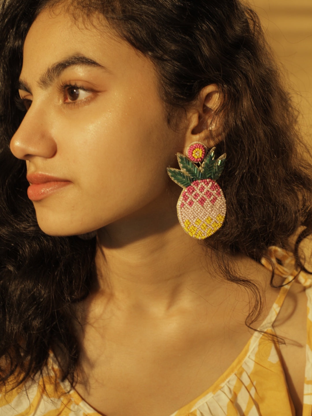 image for Colourful Beaded Pineapple Earrings