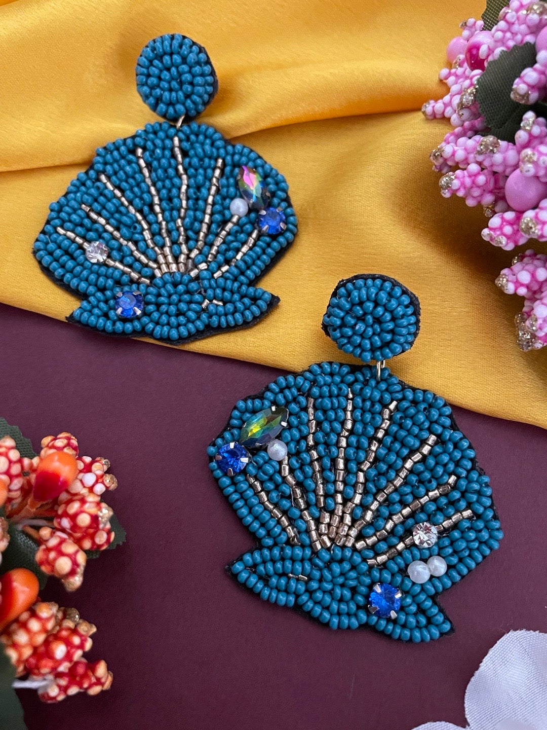 image for Colourful Beaded Flower Earrings