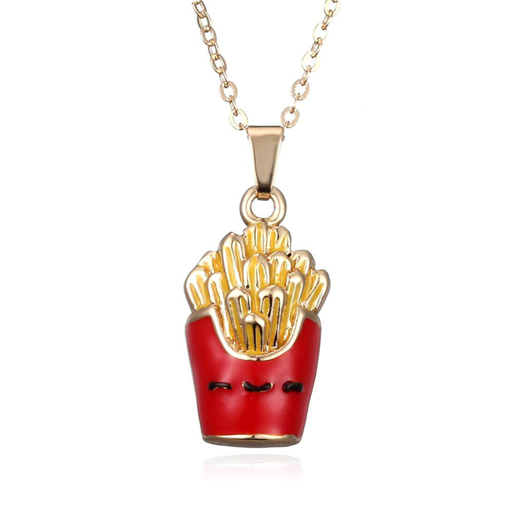 image for Red Cartoon French Fries Food Pendent Necklace