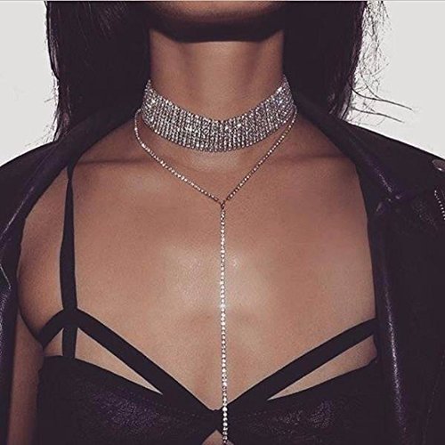 image for Crystal Choker Rhinestone Pendant Collar Necklace