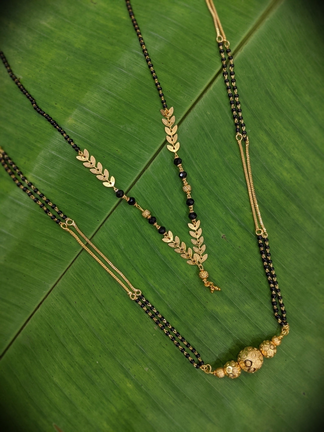 image for Combo Set of 2 Short Mangalsutra Designs and Long Mangalsutra Designs Gold Plated Ball Shape Pendant