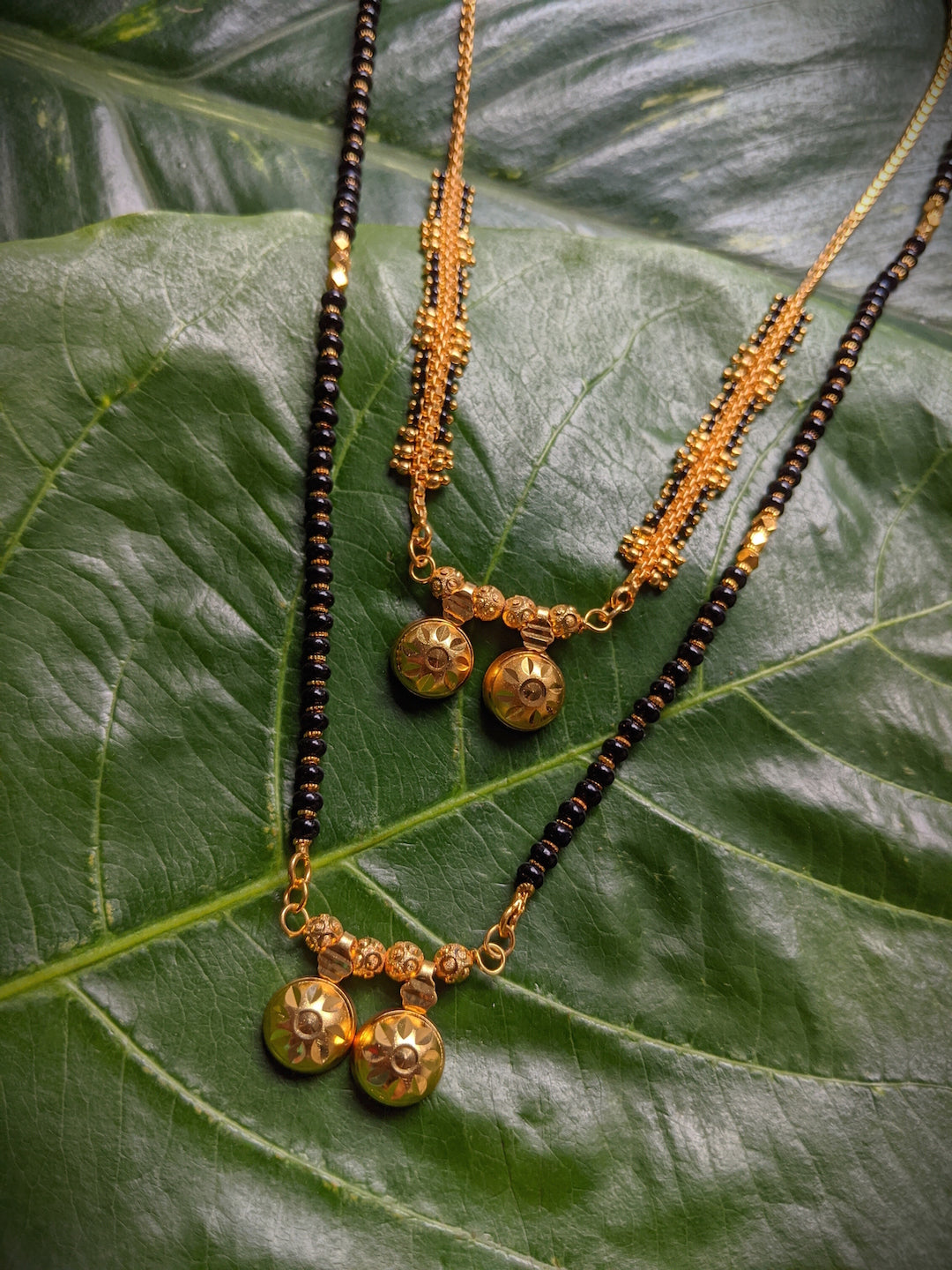 image for Combo Set of 2 Gold Plated Short Mangalsutra Designs and Long Mangalsutra Designs with Vati Pendant