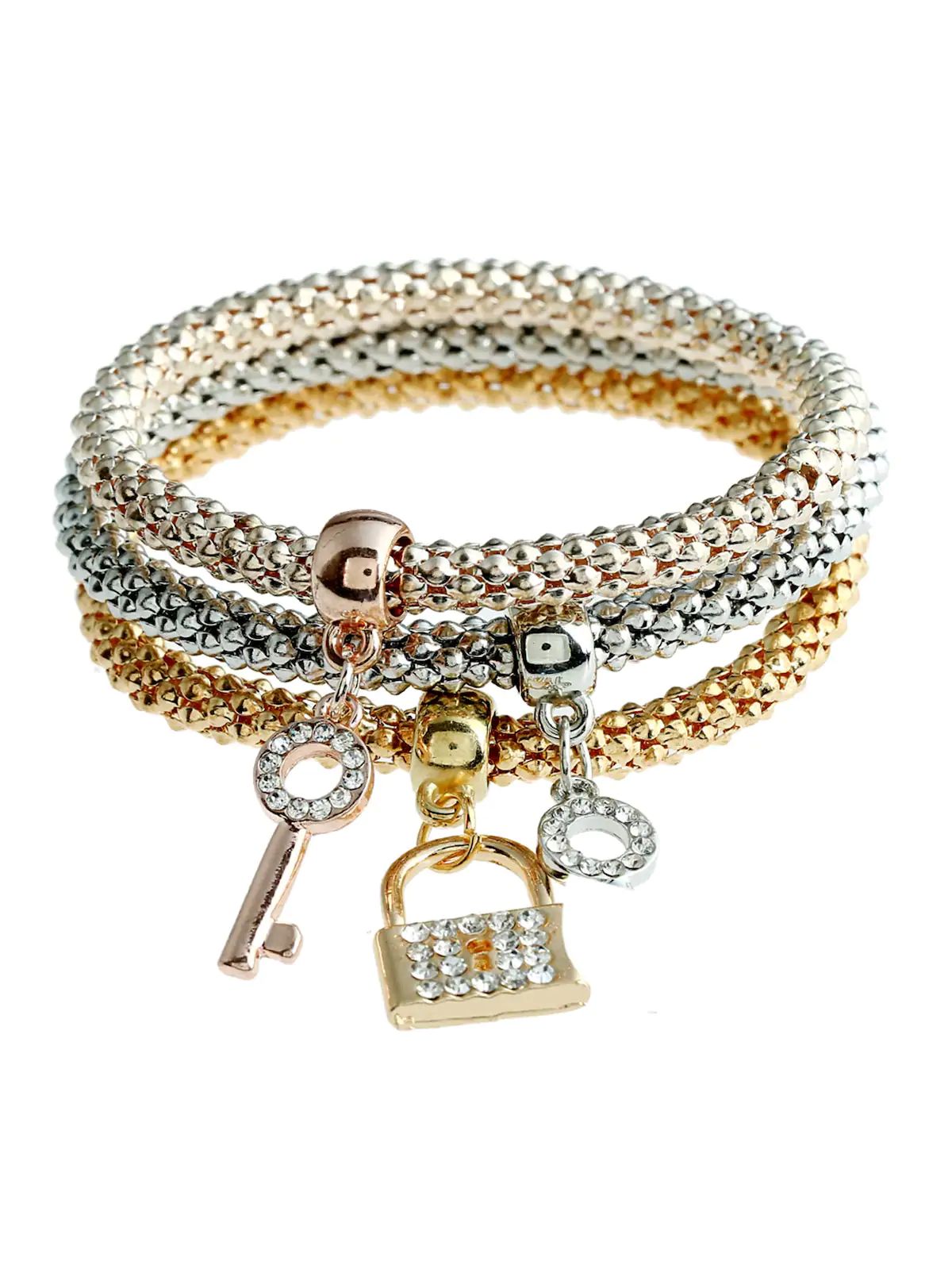 image for 3pcs/set Lock & Key Charm Bracelet