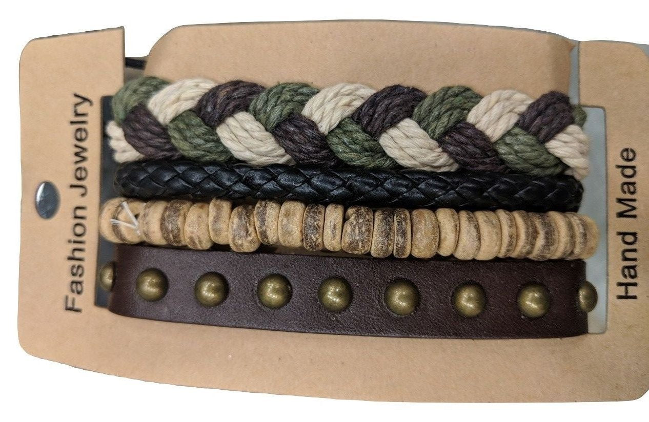 image for Mens Bracelet Accessories Multilayer Multi color Leather and cord Braded Wrap Wrist Bands