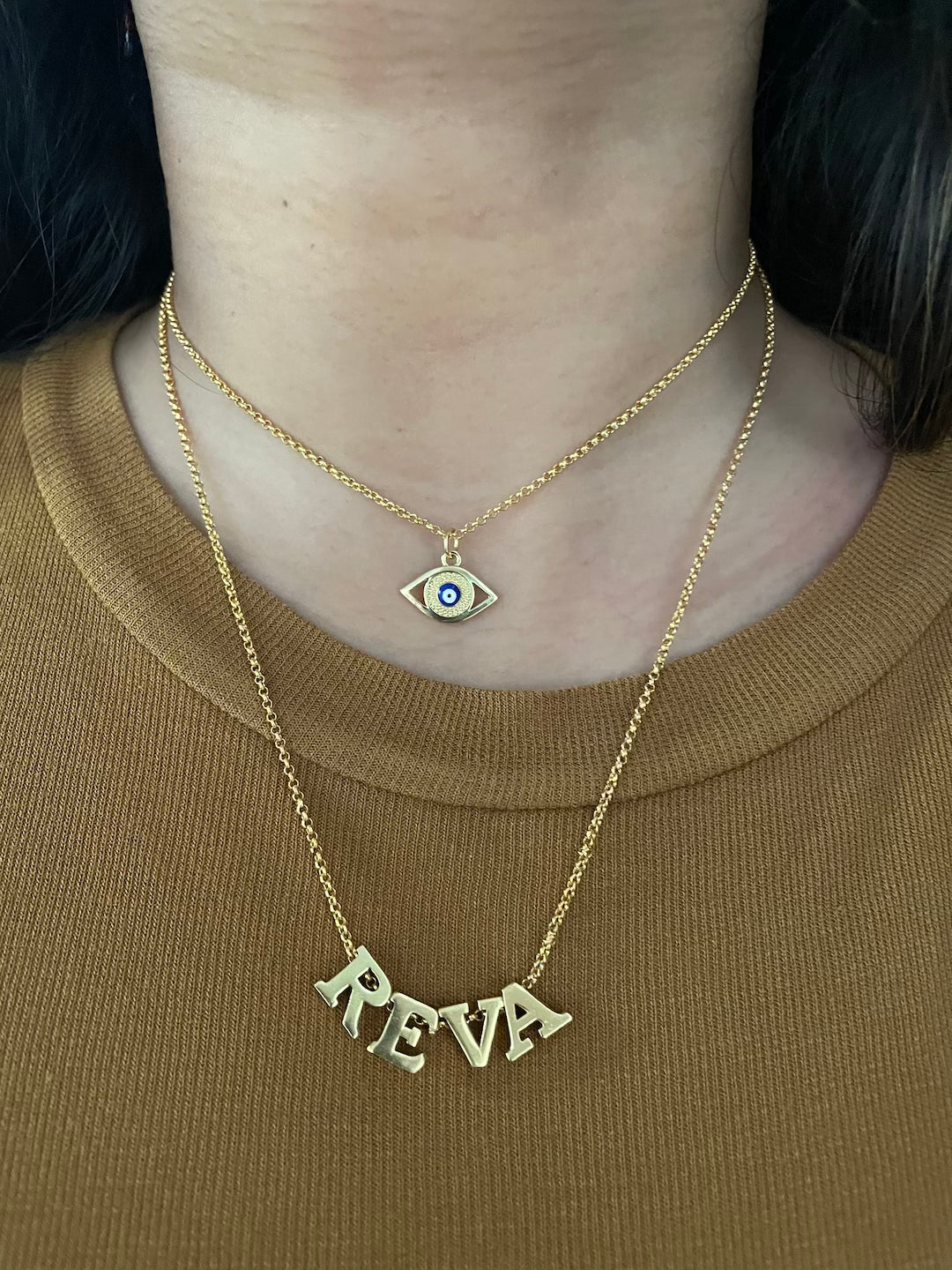 image for Double Layered Evil Eye Name Necklace