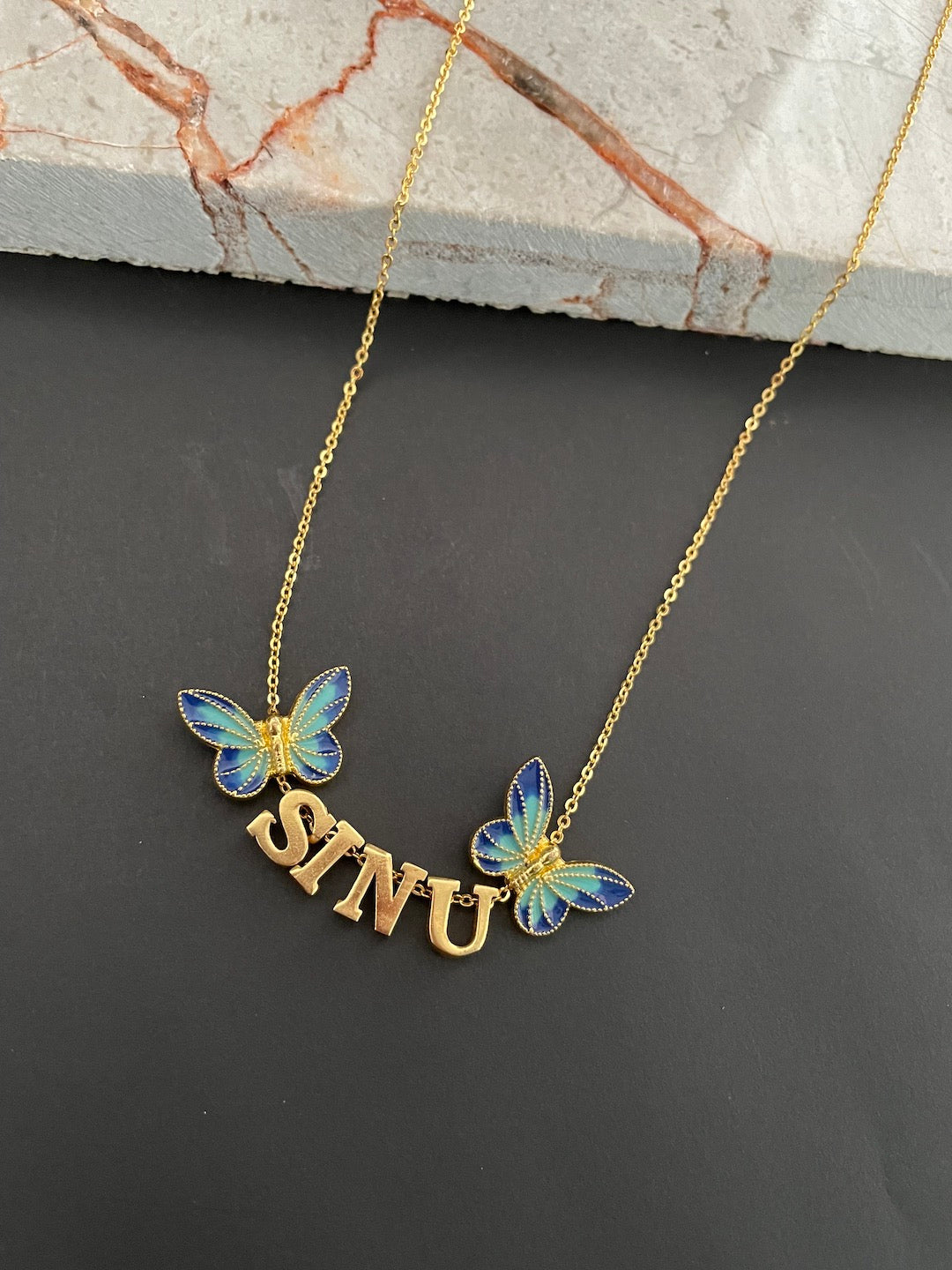 image for Twin Butterfly Name Necklace