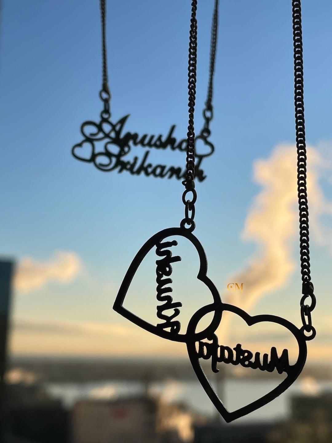 His And Hers Double Name Necklace | Personalized Couple Pendants ...