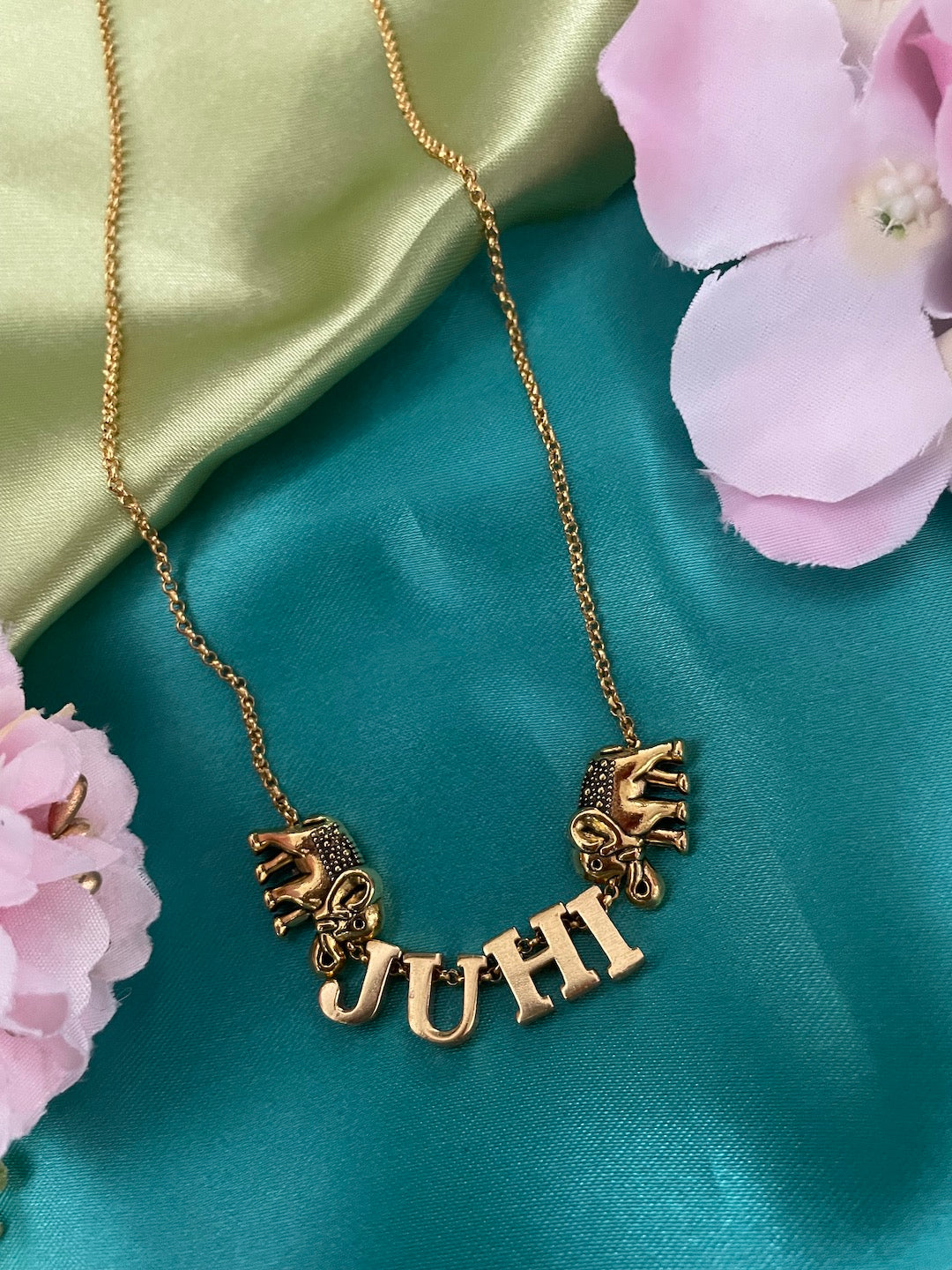 image for Twin Elephant Name Necklace