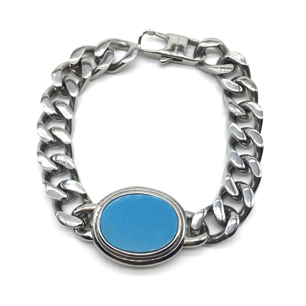 image for Blue Oval Semi Precious Turquoise Rakhi Salman Khan Bracelet