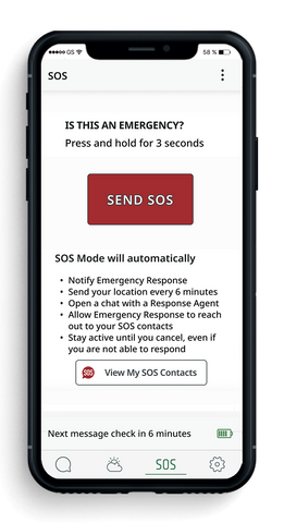 ZOLEO SOS screen