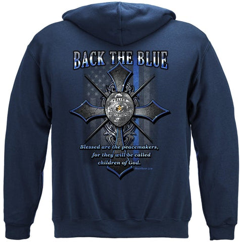 Police Back the Blue Matthew 5:9 Christian Shirt Premium Hoodie Sweatshirt