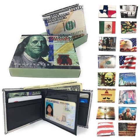 Printed Designs Bifold Wallets In Gift Box Cash Card Id Slots Mens Womens Youth
