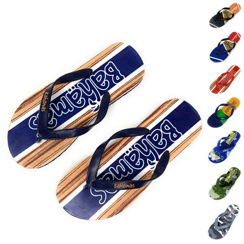 Bahamas Mens Flip Flops Premium Comfort Thong Soles Sandals Slippers Tropical Beach