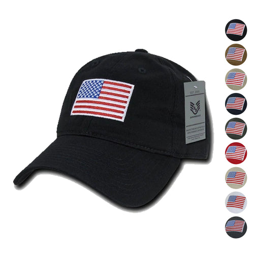 Patriotic USA American Flag Embroidered Relaxed Polo Baseball Dad Caps Hats