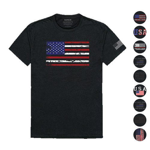 USA Flag Patriotic United We Stand Thin Red Line Freedom Cotton T-Shirts