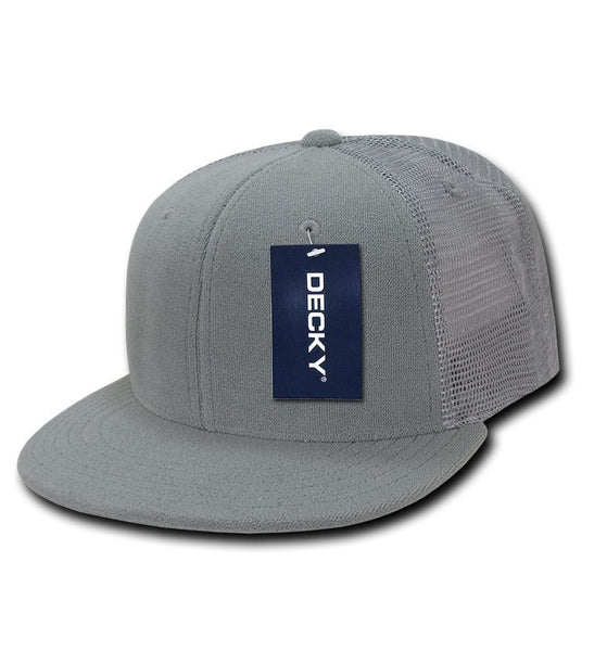 Decky 6 Panel Flat Bill Terry Trucker Hats Caps High Crown Snapback ...