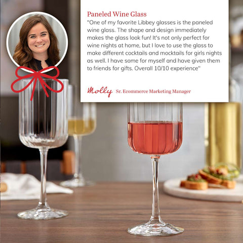 Photo of Molly, Libbey employee, sharing her favorite product contributing to this employee holiday gift guide