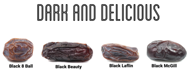 Organic Dates-Exotic Dates-Black 8 Ball Date Fruit-Black Beauty Date Fruit-Black Laflin Date Fruit-Black McGill Date Fruit-Fresh Dates