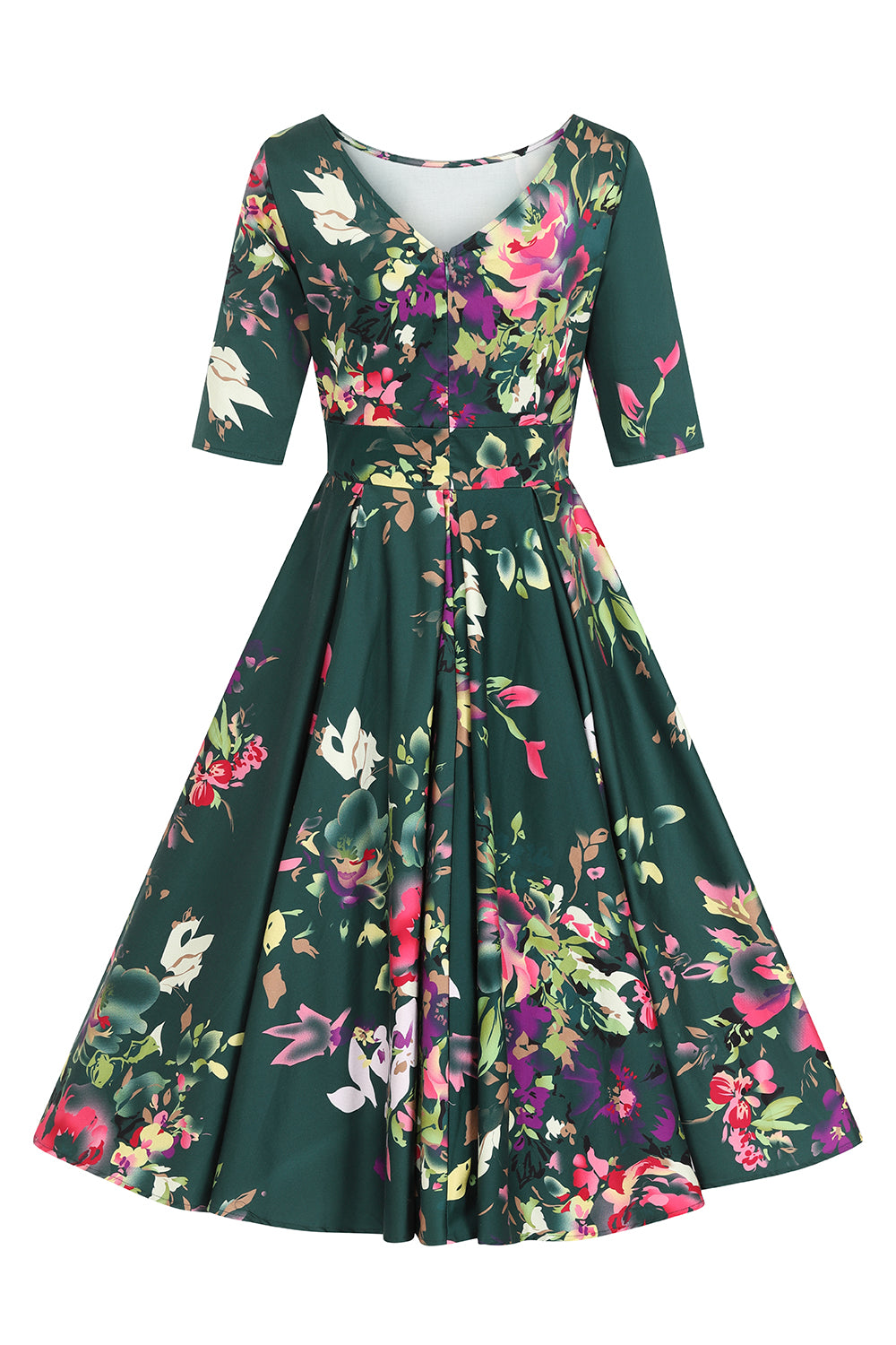 Liana Green and Pink Florals Flare Dress – Little Wings Factory