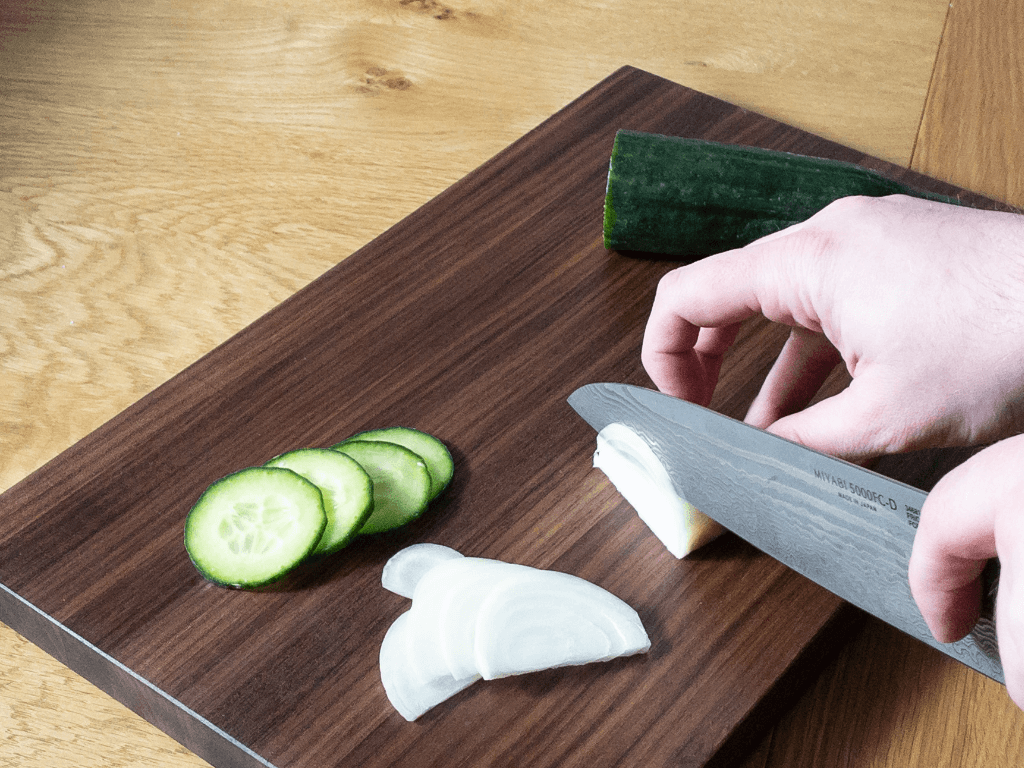 portable walnut edge grain cutting board slicing vegatables