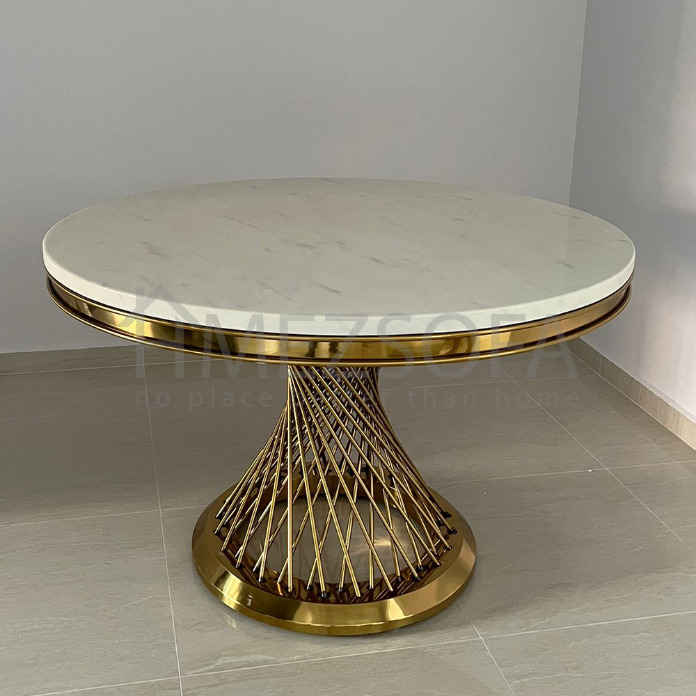 round marble and gold dining table