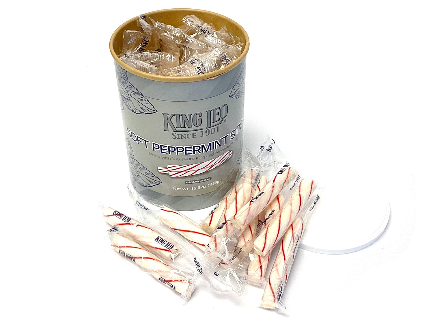 King Leo Soft Peppermint Sticks - 15.5 oz canister