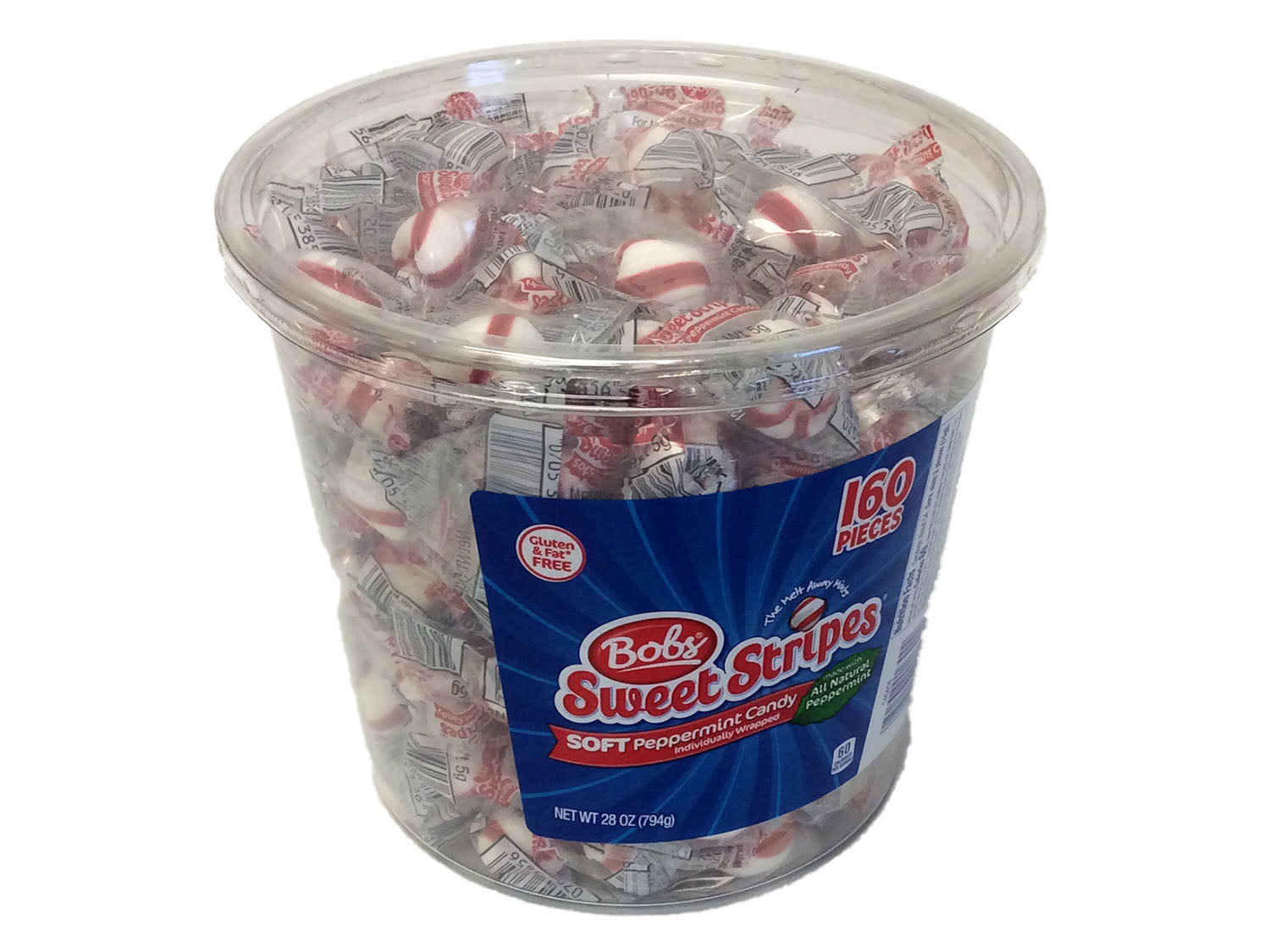 Bob's Sweet Stripes Soft Mints - 160 ct plastic tub