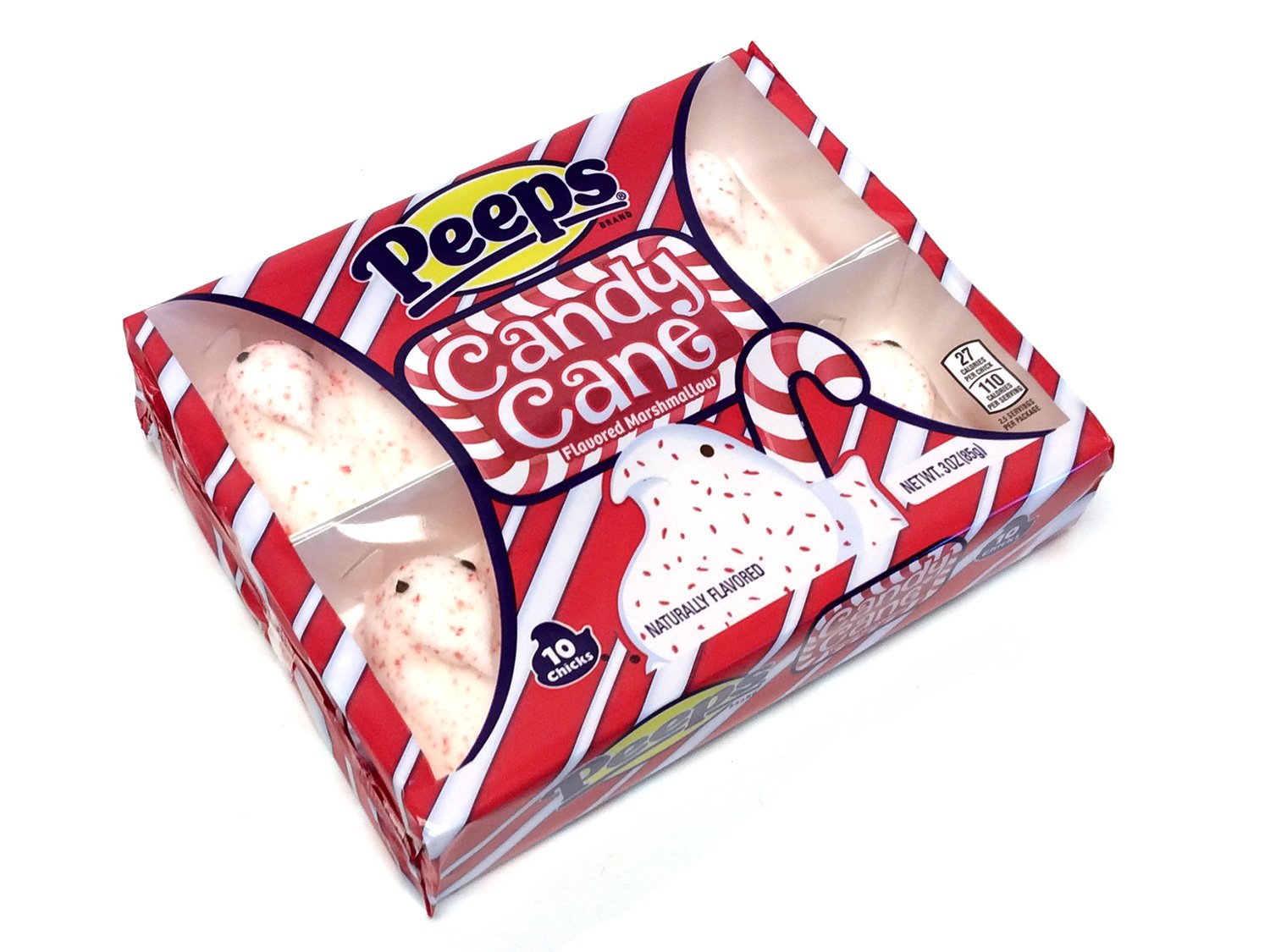 Peeps Candy Cane Chicks - 3.375 oz box of 10