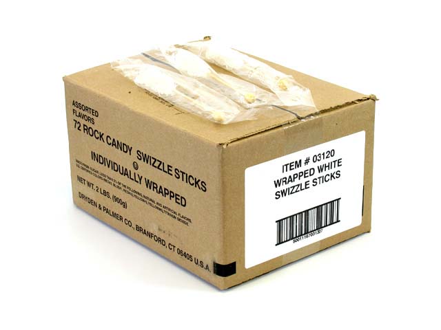 Rock Candy Swizzle Sticks - white - wrapped